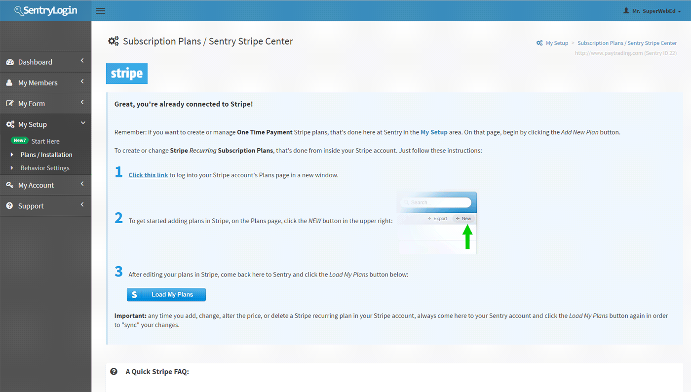 Stripe Partners Sentry Login